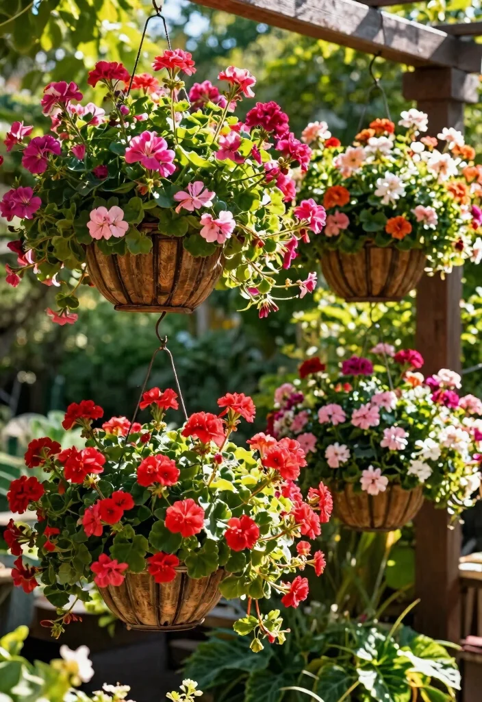 11 Vibrant Flower Planter Ideas for Full Sun Survival 4. Hanging Flower Baskets 0