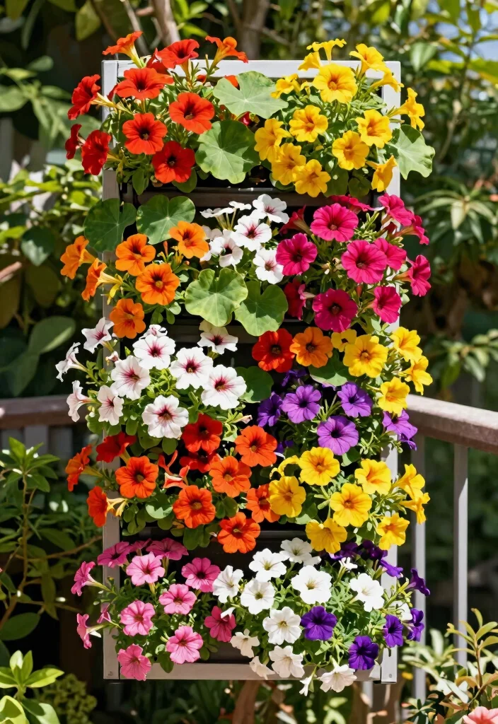11 Vibrant Flower Planter Ideas for Full Sun Survival 8. Vertical Garden Panels 0