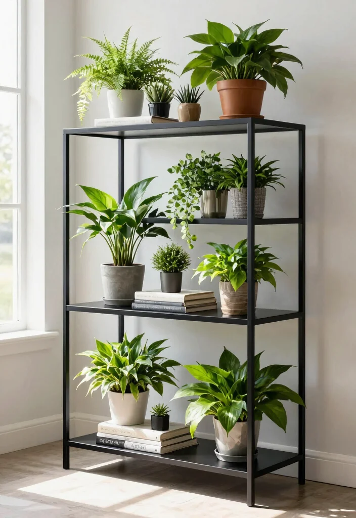 13 Beautiful Inside Plant Stand Ideas for Any Room 11. Decorative Plant Stands with Shelves 0