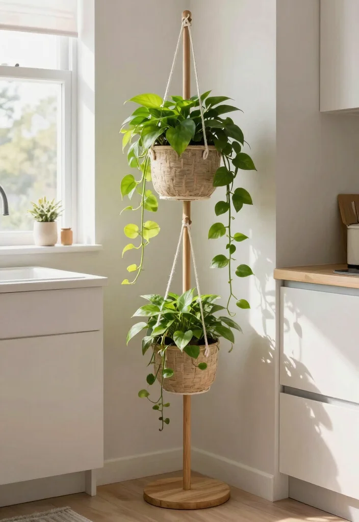 13 Beautiful Inside Plant Stand Ideas for Any Room 2. Hanging Planters with Stands 0