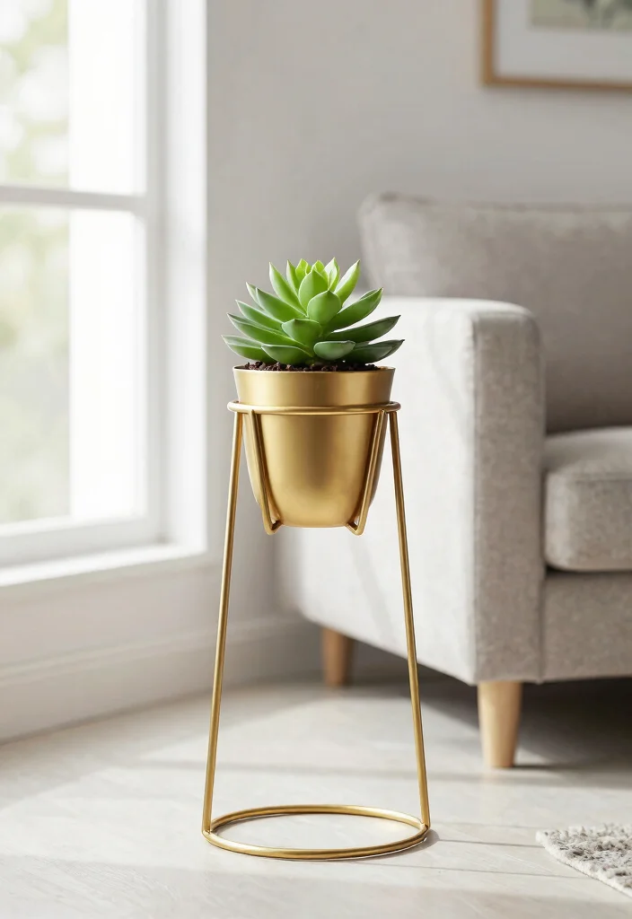 13 Beautiful Inside Plant Stand Ideas for Any Room 5. Geometric Metal Stands 0