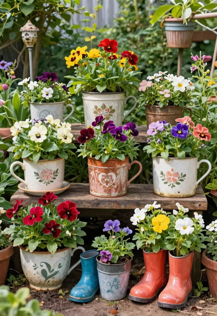 13 Best Outdoor Perennial Planter Ideas for Every Year 11. Creative Repurposed Containers 0