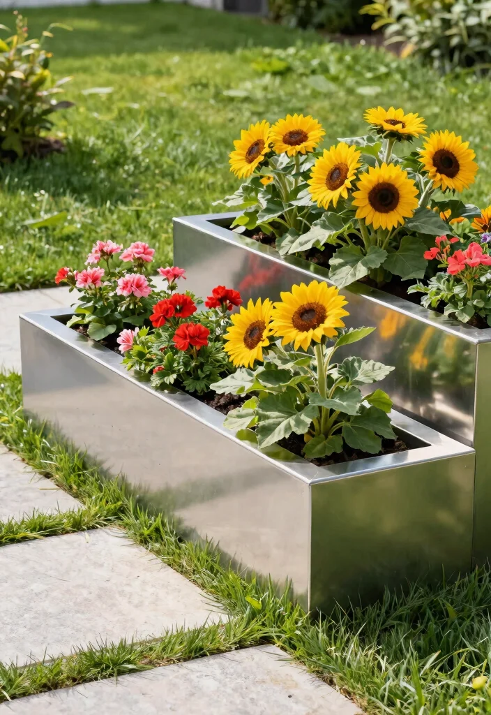 13 Durable Planter Box Ideas for Outdoor Style and Design 3. Metal Trough Planters 0