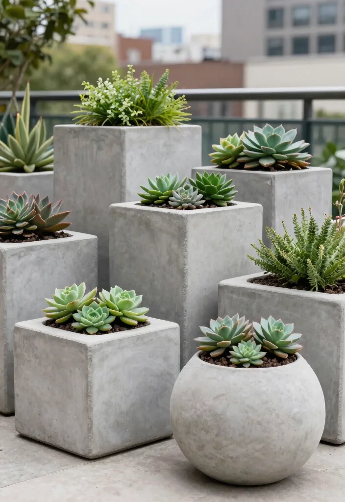 13 Durable Planter Box Ideas for Outdoor Style and Design 4. Concrete Planters 0
