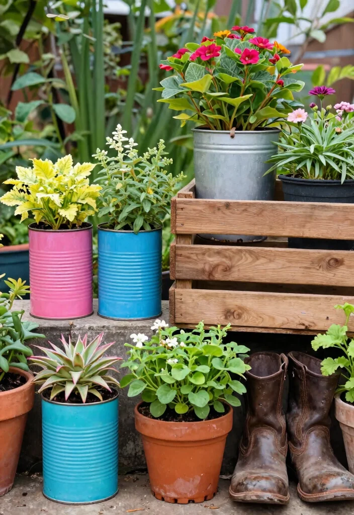 13 Durable Planter Box Ideas for Outdoor Style and Design 6. Upcycled Containers 0