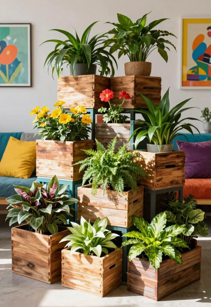 13 Easy Indoor Plant Stand Ideas DIY Wood Projects 12. Stacked Plant Boxes 0