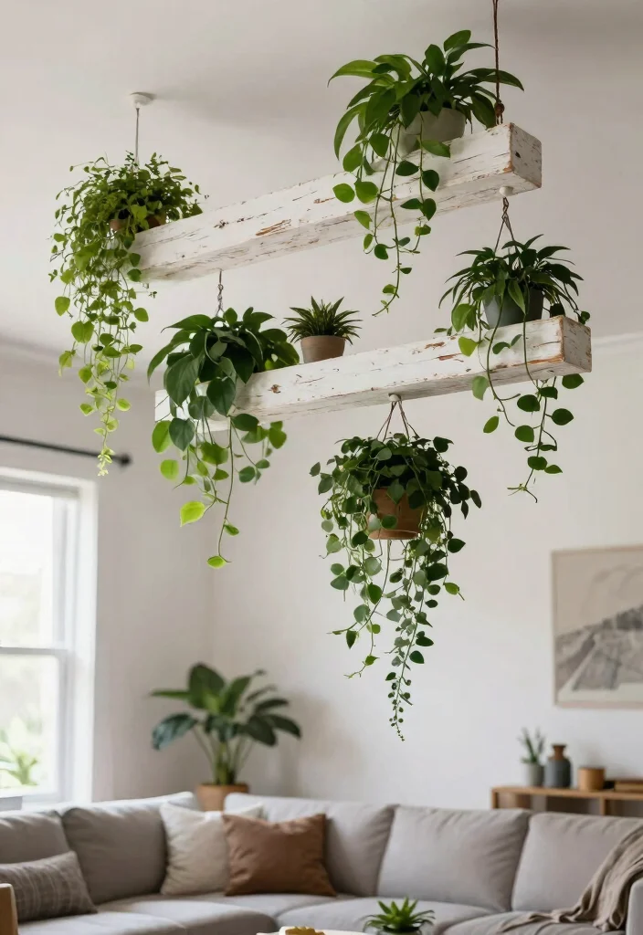 13 Easy Indoor Plant Stand Ideas DIY Wood Projects 9. DIY Hanging Beams 0