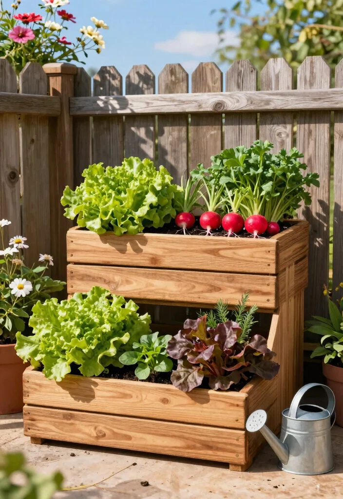 13 Efficient Raised Planter Ideas for Vegetable Gardens 1. Tiered Wooden Planter Boxes 0