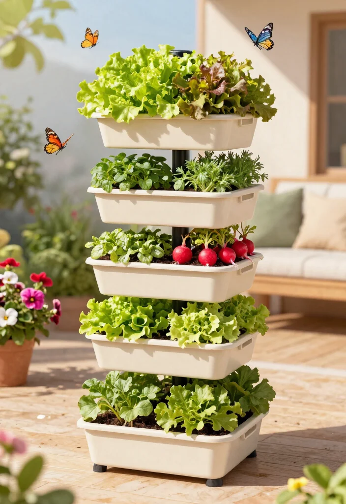 13 Efficient Raised Planter Ideas for Vegetable Gardens 7. Stackable Planter Towers 0