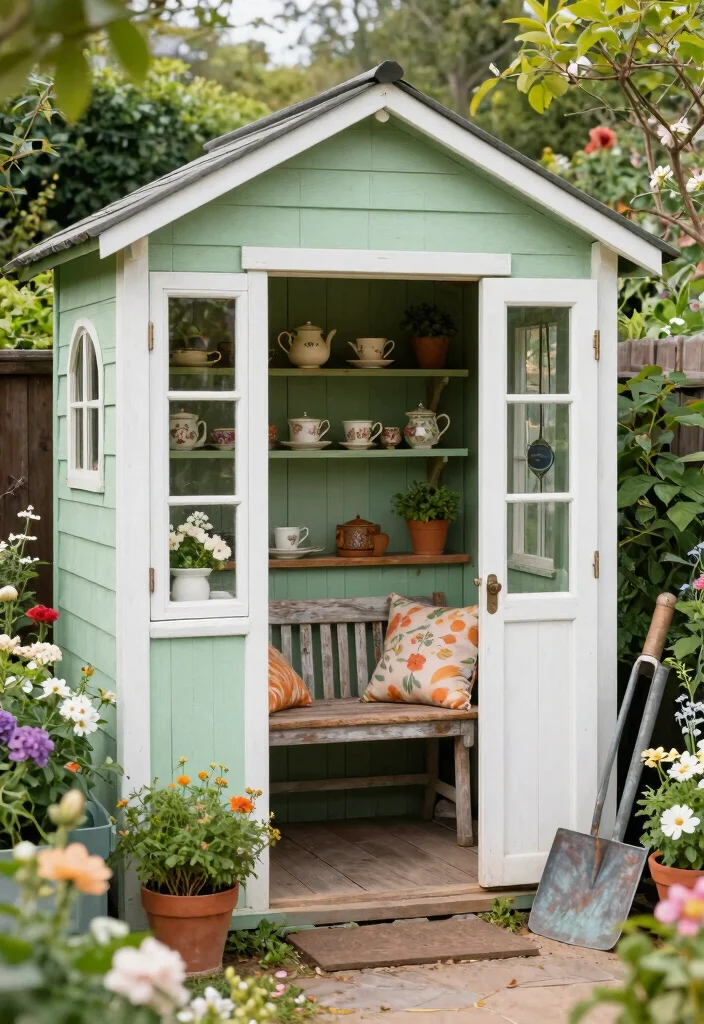 13 Incredible Garden Shed Makeover Inspiration Before After 1. Vintage Chic Shed Retreat 0