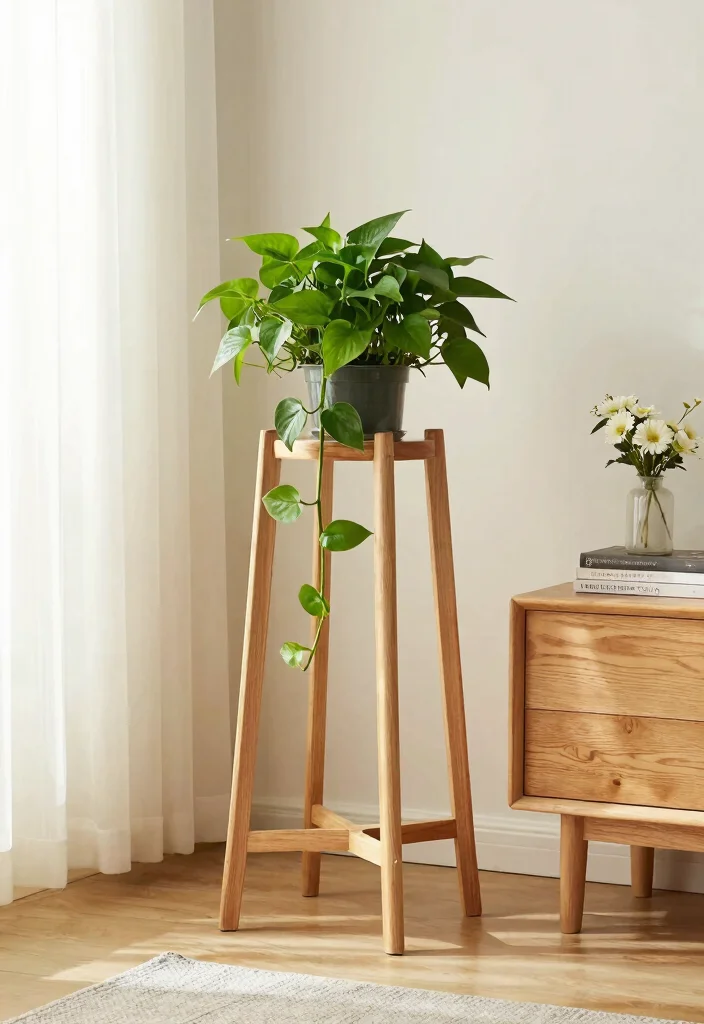 13 Most Stylish Plant Stand Inspiration for Your Pin 1. Minimalist Wooden Delight 0