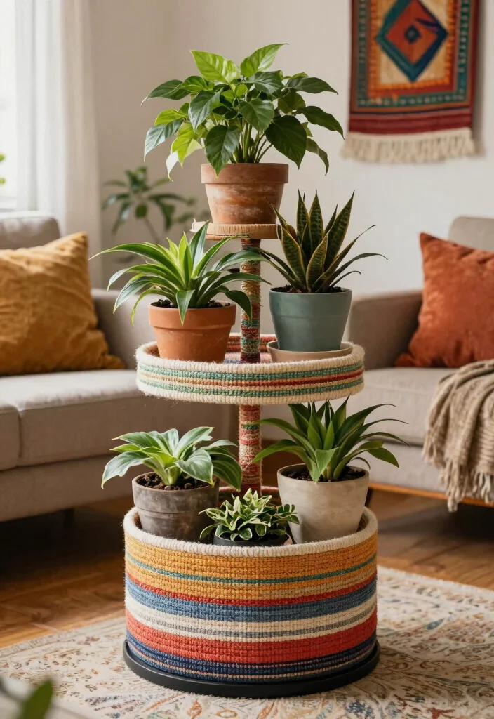 13 Most Stylish Plant Stand Inspiration for Your Pin 10. Fabric and Textile Stands 0