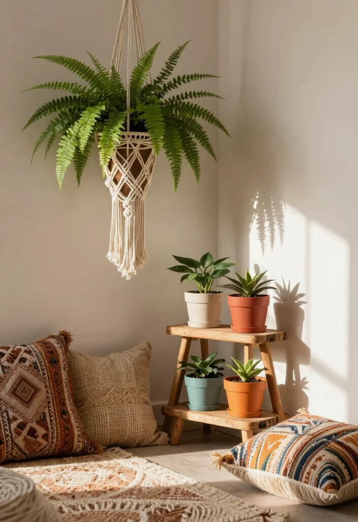 13 Most Stylish Plant Stand Inspiration for Your Pin 6. Boho Chic Stands 0