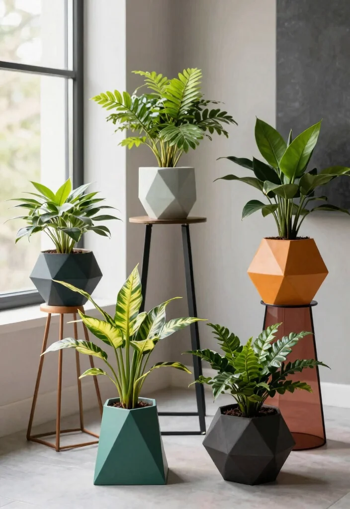 13 Professional Plant Stand Design Ideas for Every Style 11. Geometric Plant Stands 0