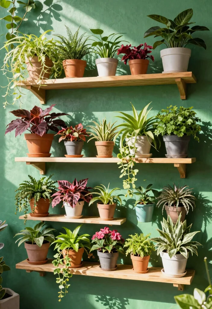 13 Sturdy Outdoor Plant Stand Ideas for Patios and Decks 10. Wall Mounted Shelves 0