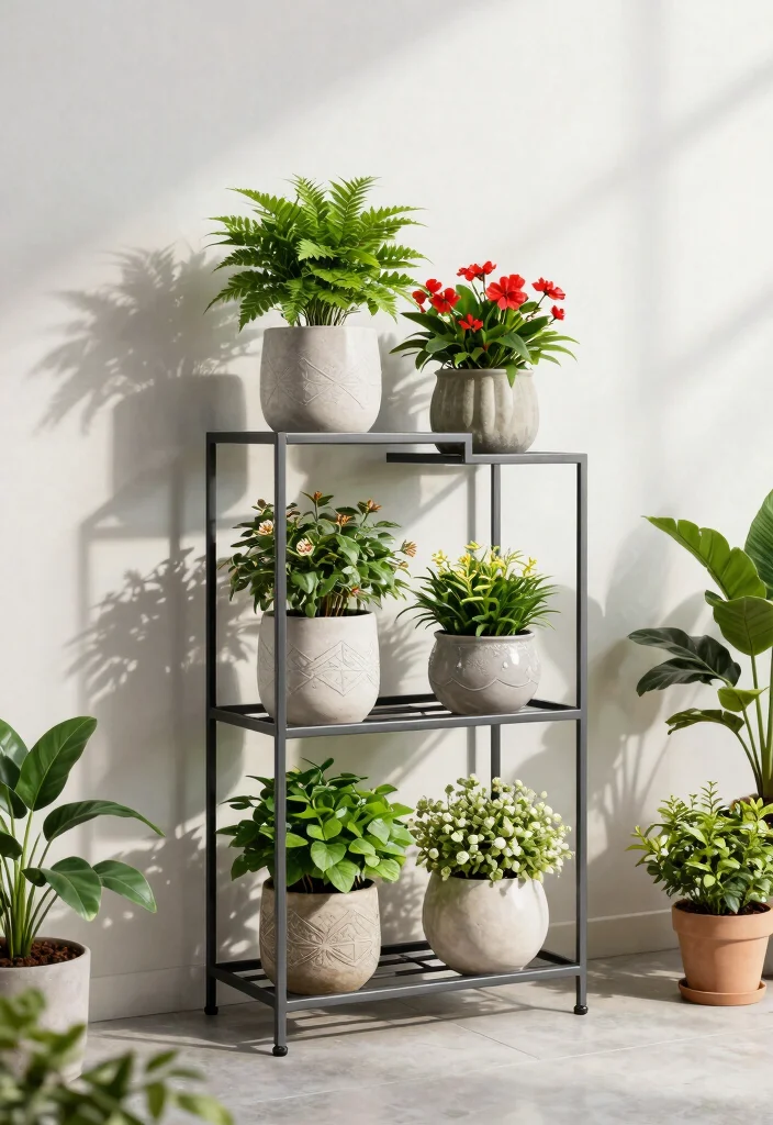 13 Sturdy Outdoor Plant Stand Ideas for Patios and Decks 3. Metal Plant Racks 0