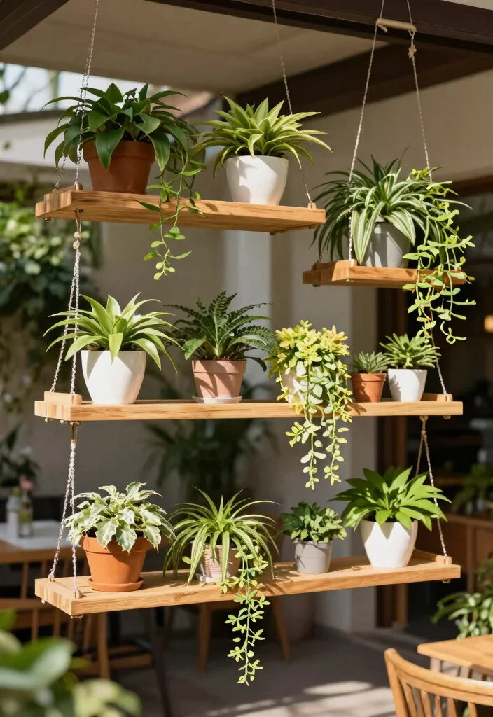 13 Sturdy Outdoor Plant Stand Ideas for Patios and Decks 5. Hanging Plant Shelves 0