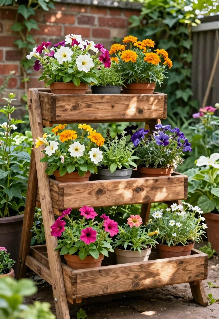 13 Sturdy Outdoor Planter Stand Ideas Better Display 1. Tiered Wooden Planter Stand 0