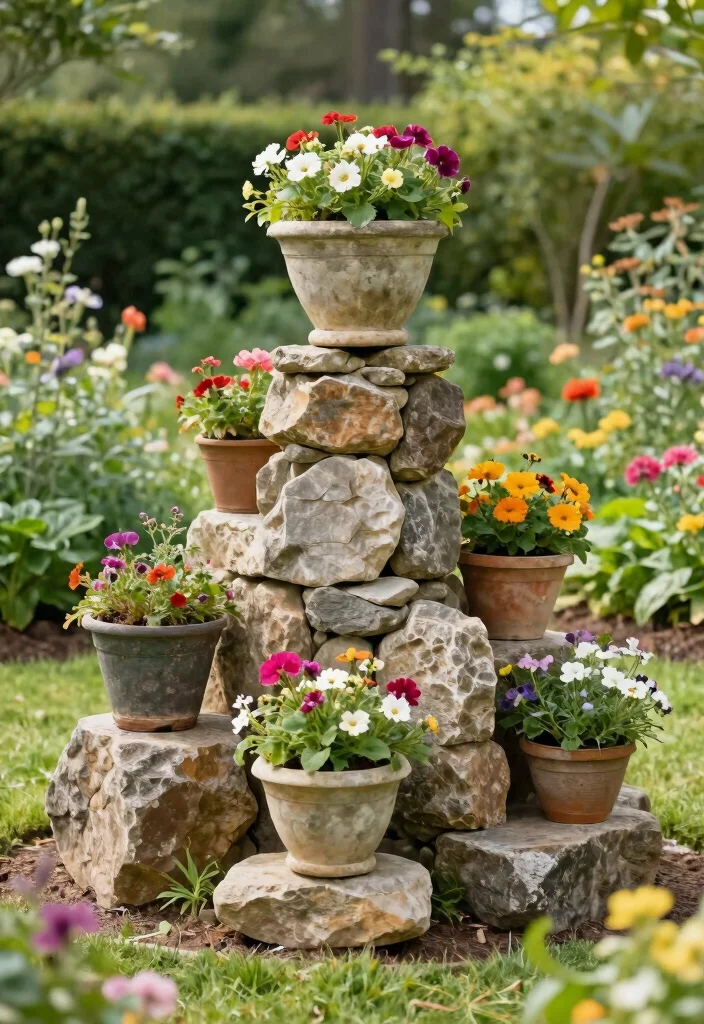 13 Sturdy Outdoor Planter Stand Ideas Better Display 11. Rustic Stone Planter Stand 0