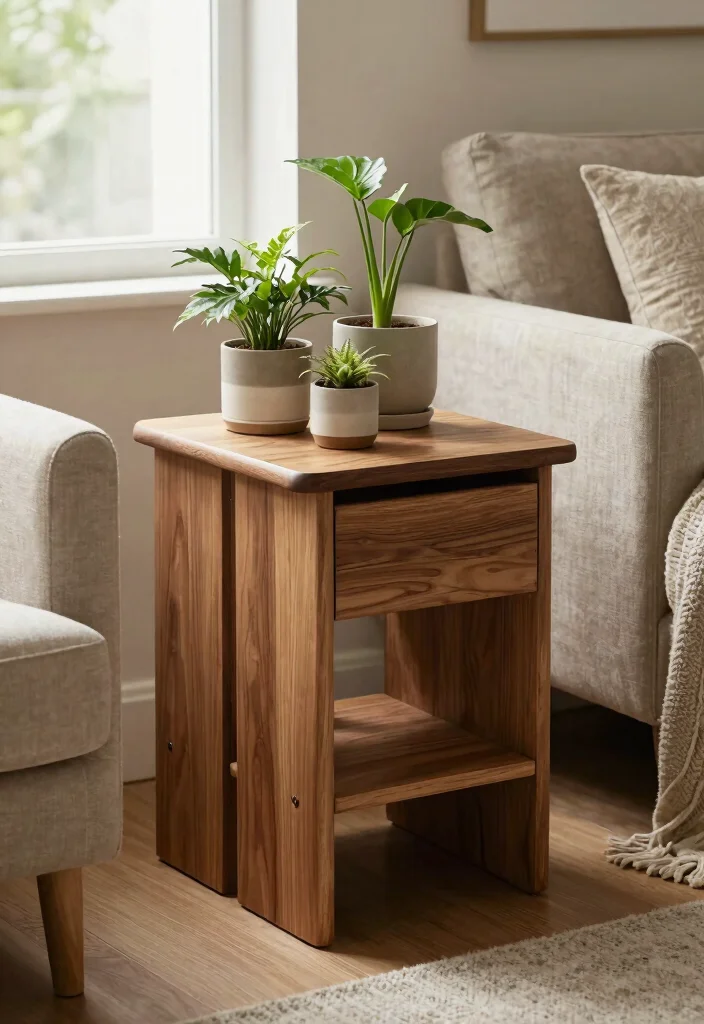 13 Warm Wooden Plant Stand Ideas DIY Inspiration 13. Elegant Wooden Side Table 0