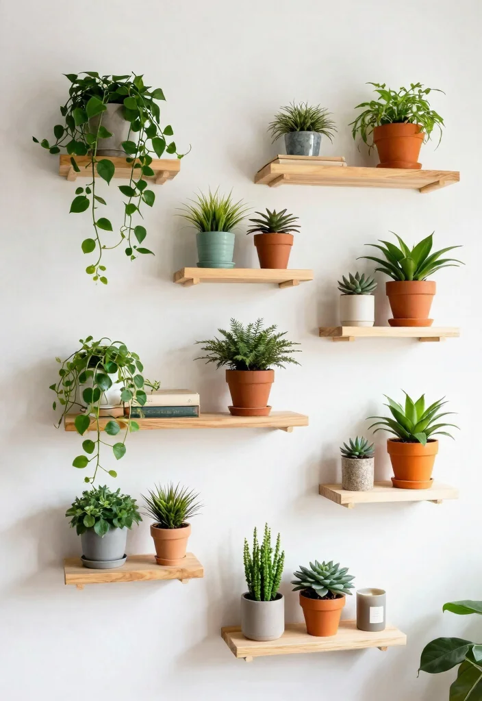 13 Warm Wooden Plant Stand Ideas DIY Inspiration 5. Wall Mounted Wooden Shelves 0