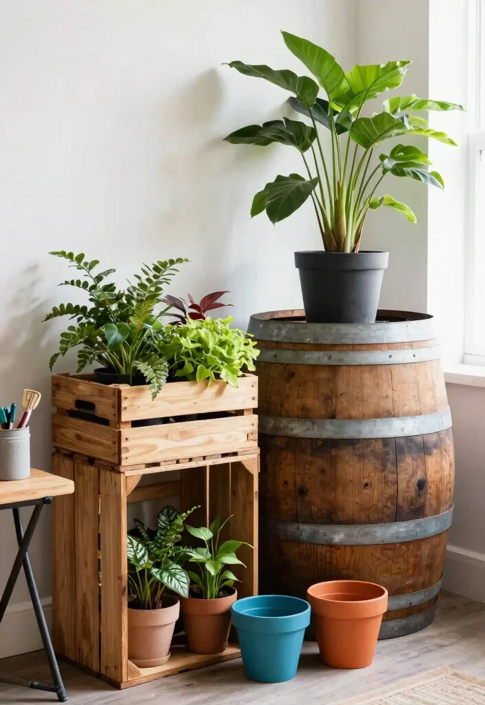 15 Aesthetic Plant Stand Decor Ideas to Personalize Your Space 11. Recycled Materials Stands 0
