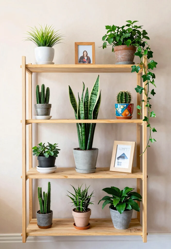 15 Aesthetic Plant Stand Decor Ideas to Personalize Your Space 3. Multi Tiered Shelving 0