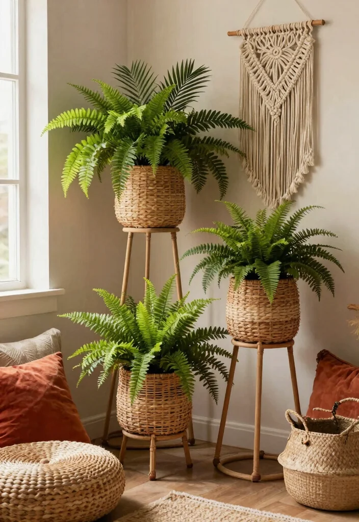 15 Aesthetic Plant Stand Decor Ideas to Personalize Your Space 6. Boho Chic Plant Stands 0