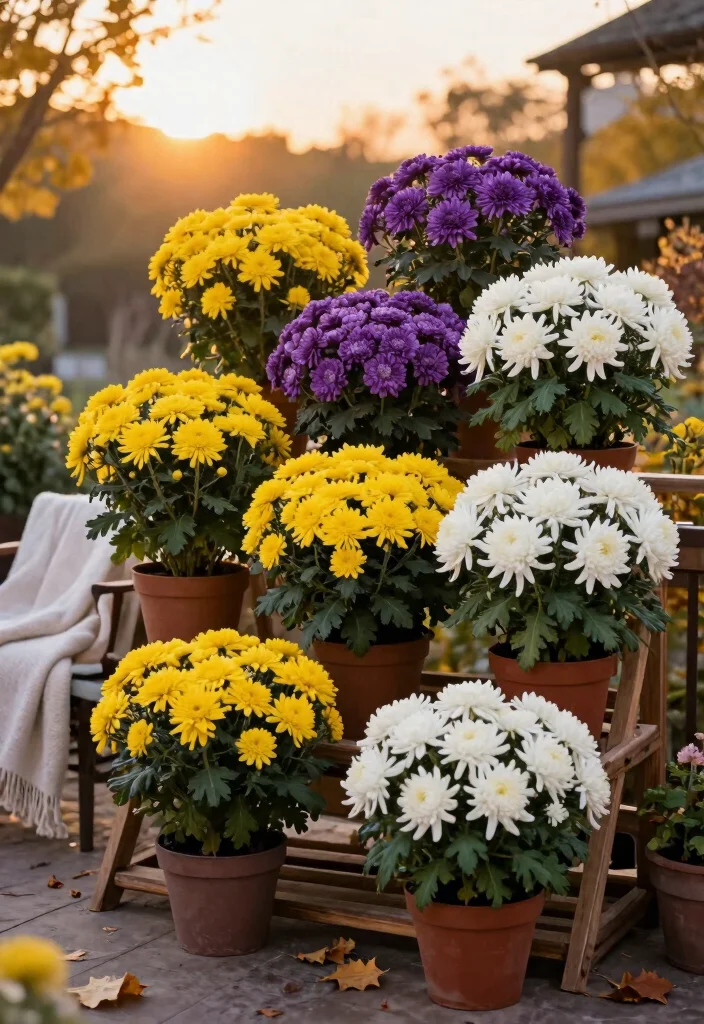 15 Beautiful Fall Outdoor Planter Ideas Autumn Colors 1. Cheerful Chrysanthemums 0