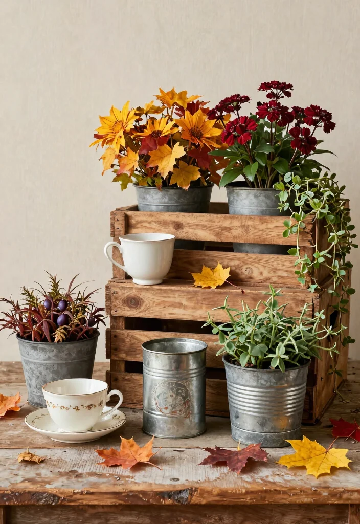 15 Beautiful Fall Outdoor Planter Ideas Autumn Colors 10. Vintage Finds 0