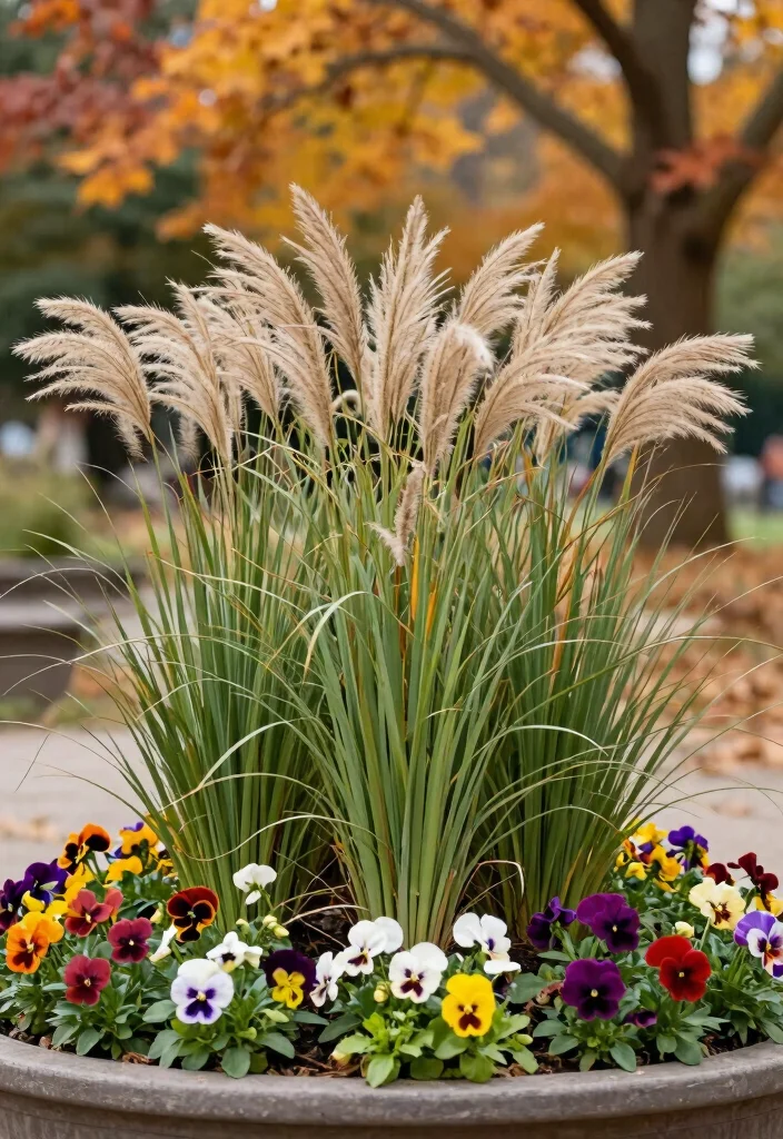 15 Beautiful Fall Outdoor Planter Ideas Autumn Colors 12. Grassy Touch 0