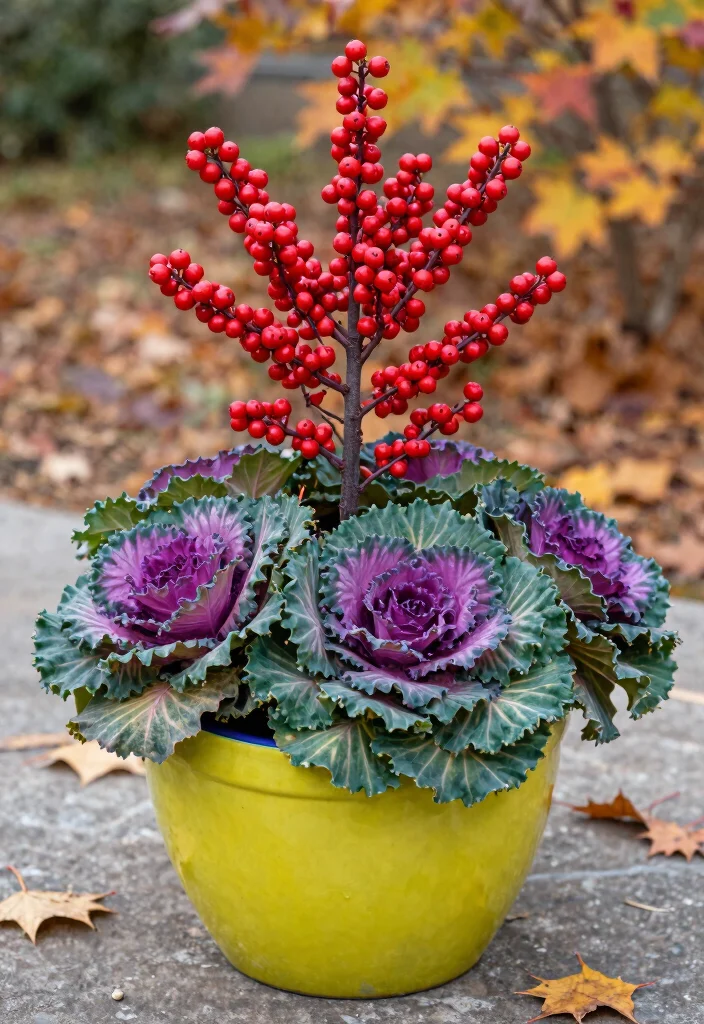 15 Beautiful Fall Outdoor Planter Ideas Autumn Colors 8. Colorful Berries and Foliage 0