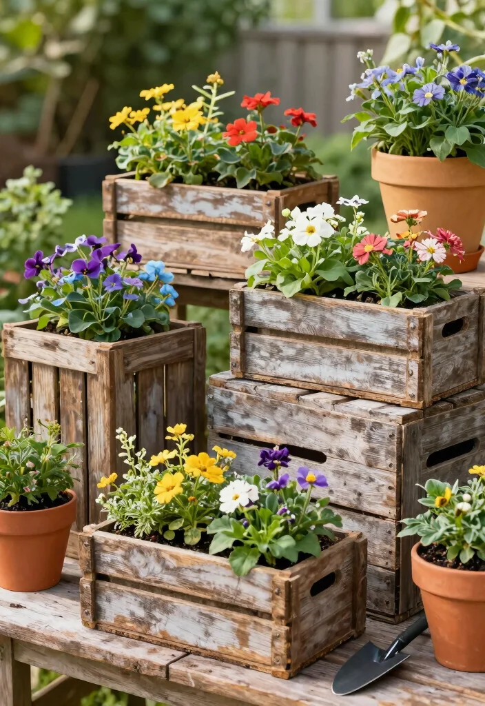 15 Best Flower Planter Concepts Outdoor Gardeners Love 11. Wine Crate Planters 0