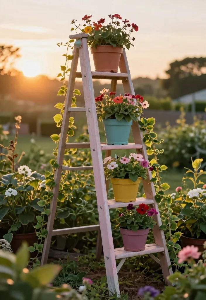 15 Best Flower Planter Concepts Outdoor Gardeners Love 2. Vertical Ladder Planters 0