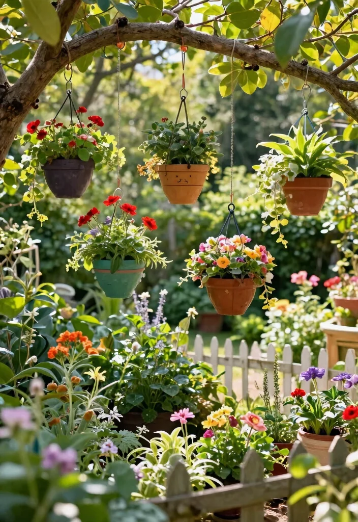 15 Best Outdoor Planter Decor Inspiration for Your Garden 11. Whimsical Garden Hangers 0