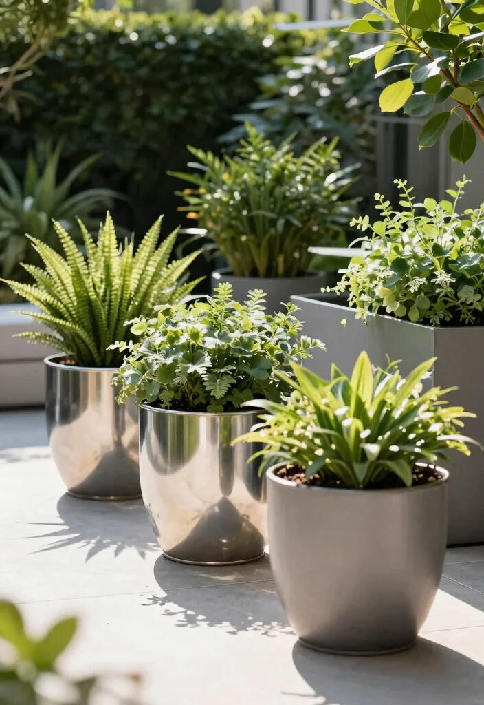 15 Best Outdoor Planter Decor Inspiration for Your Garden 15. Elegant Metal Planters 0