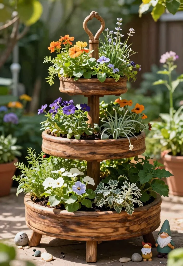 15 Best Outdoor Planter Decor Inspiration for Your Garden 2. Tiered Planter Stands 0