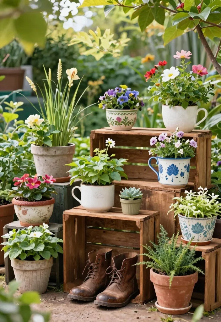 15 Best Outdoor Planter Decor Inspiration for Your Garden 7. DIY Upcycled Planters 0