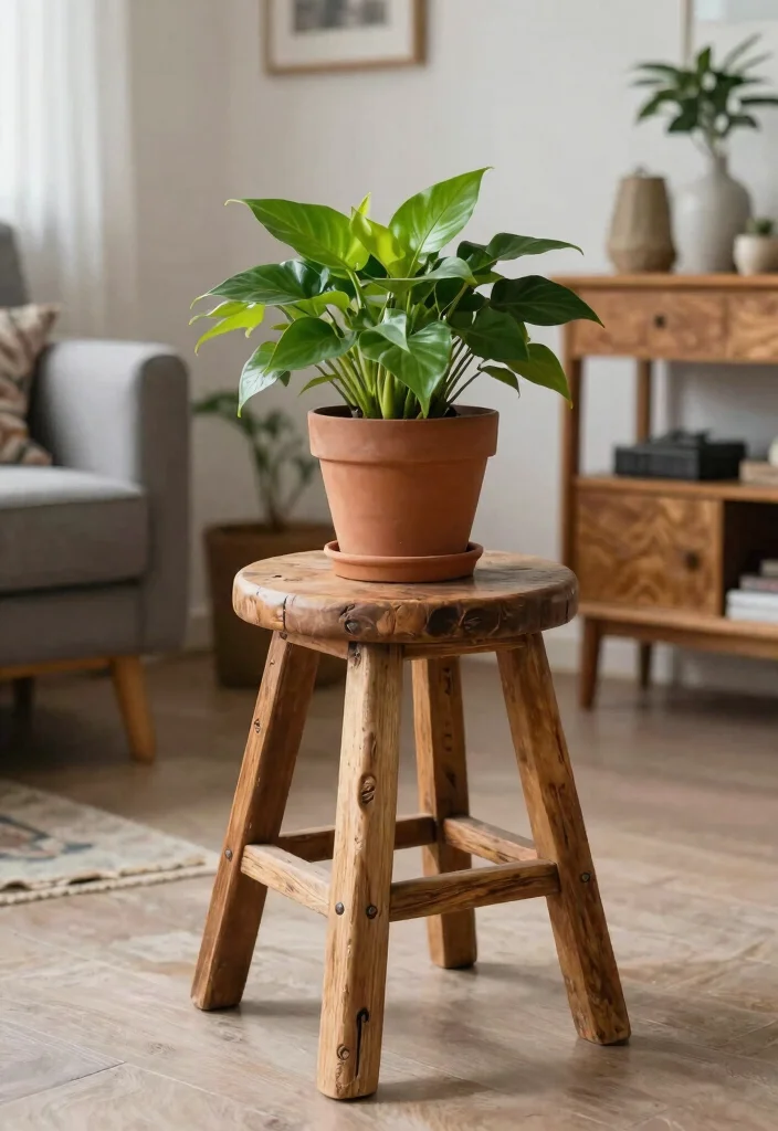 15 Stylish Indoor Plant Holder Ideas for Your Living Room 15. Repurposed Furniture as Plant Stands 0