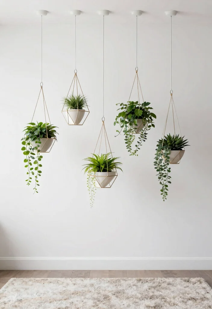 15 Stylish Indoor Plant Holder Ideas for Your Living Room 3. Geometric Hanging Planters 0