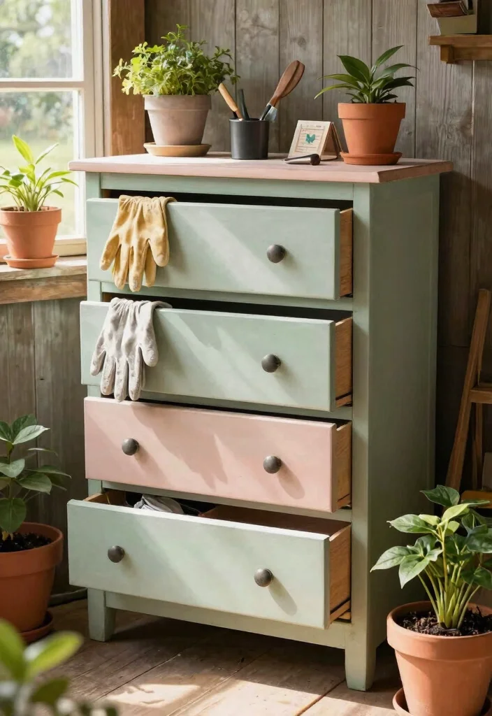 17 Genius Garden Shed Hacks for Storage Maintenance 6. Repurposed Furniture 0