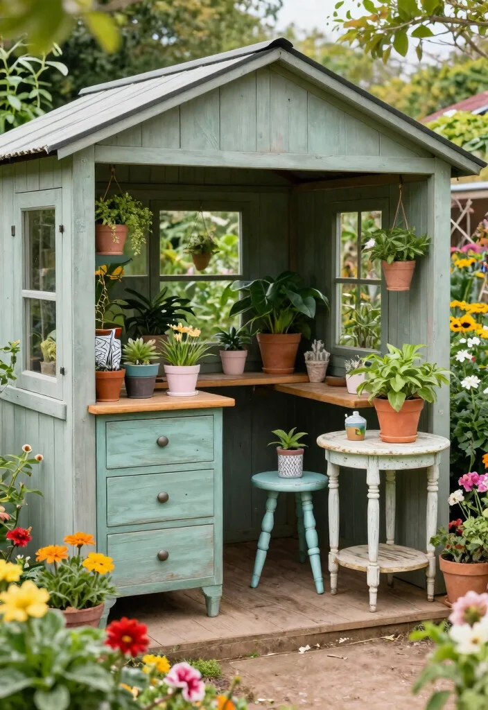 17 Stunning Garden Shed Ideas to Create Your Backyard Oasis 15. Shed with Upcycled Furniture 0