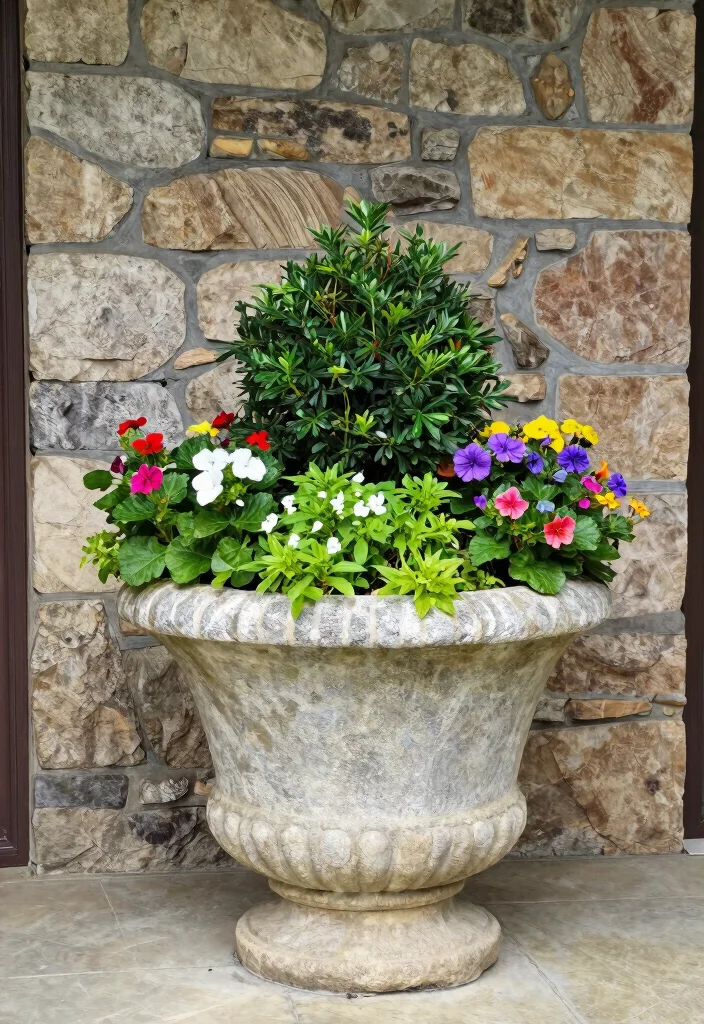 21 Stunning Outdoor Planter Ideas to Brighten Your Porch 13. Stone Planters 0