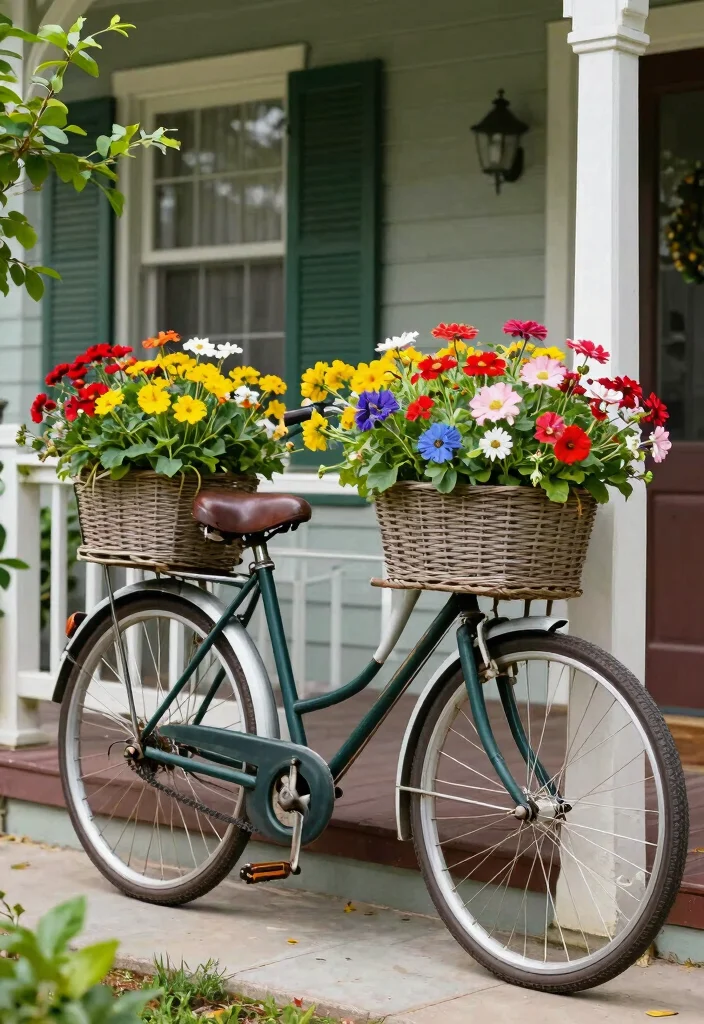 21 Stunning Outdoor Planter Ideas to Brighten Your Porch 20. Vintage Bicycle Planter 0