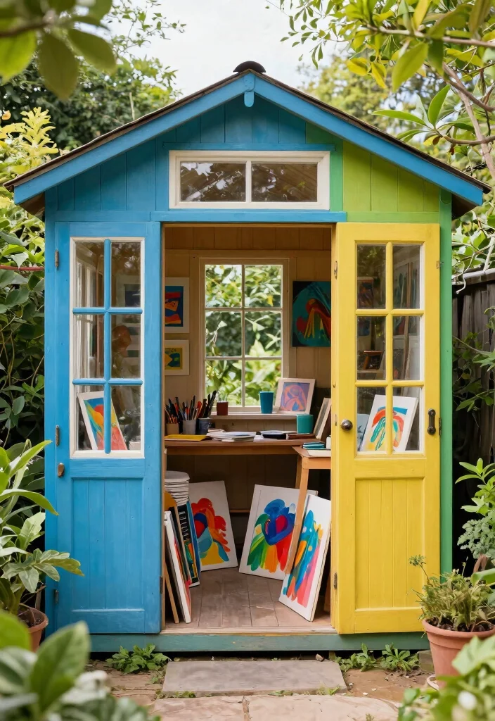23 Breathtaking Garden Shed Inspiration Photos for Your Project 14. Shed with an Artists Touch 0