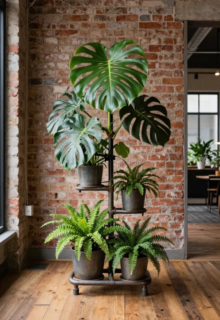 23 Creative Plant Stand Ideas to Show Off Your Greenery 14. Industrial Pipe Plant Stand 0