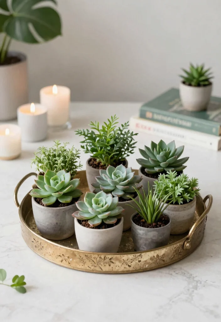23 Creative Plant Stand Ideas to Show Off Your Greenery 18. Tray Plant Displays 0