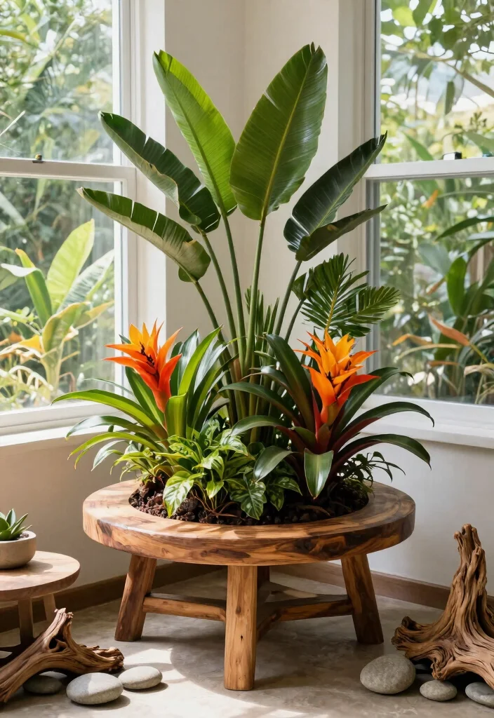 9 Stylish Round Plant Stand Ideas for Any Corner 9. Outdoor Inspired Round Stand for Indoor Use