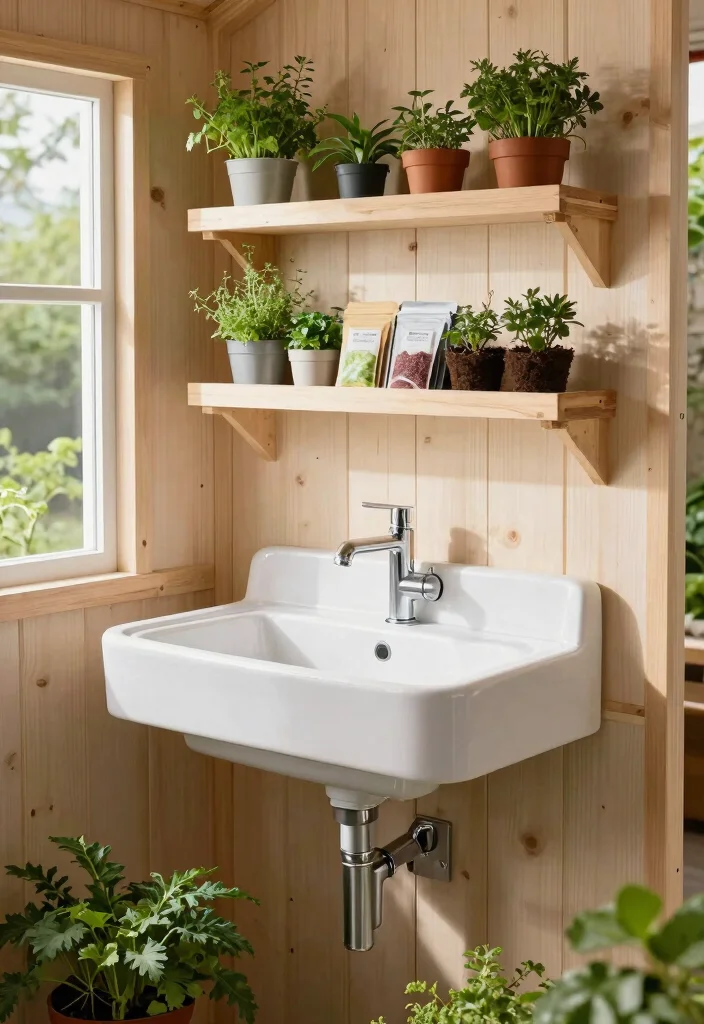 5 Practical Garden Shed Sink Ideas for Easy Potting 2. Compact Wall mounted Sink 0
