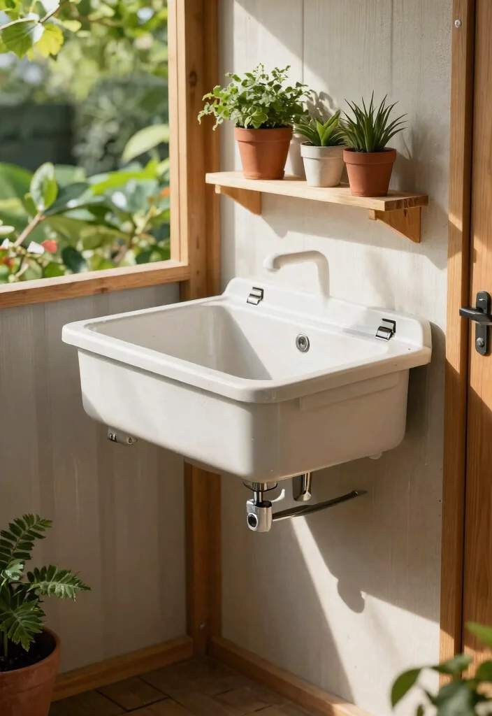 5 Practical Garden Shed Sink Ideas for Easy Potting 5. Foldable Sink Installation 0